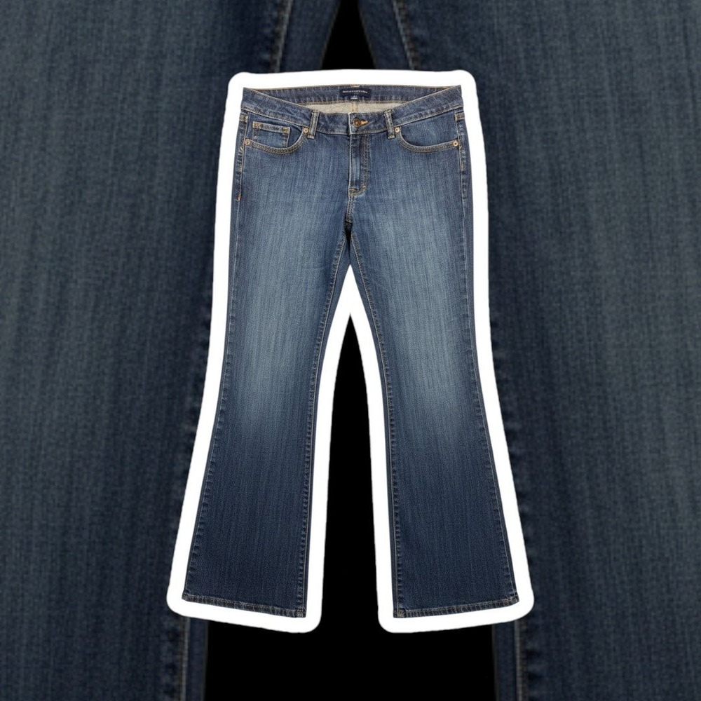 Banana Republic Womens Size 12 Wide Leg Bootcut Jeans Medium Wash Blue Denim